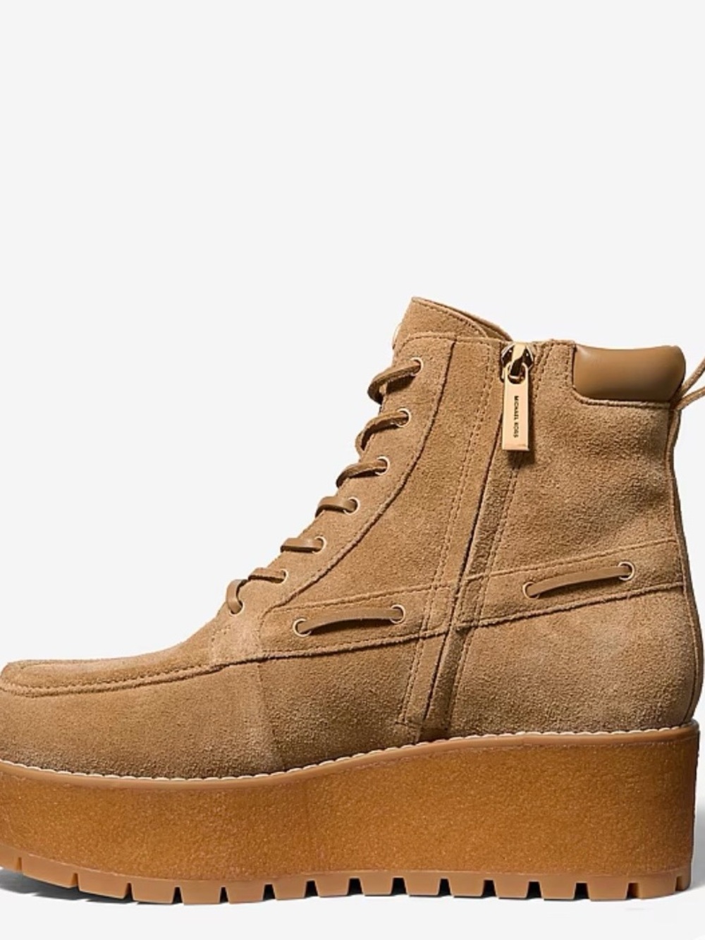Michael Kors Cognac Suede Platform Ankle Booties